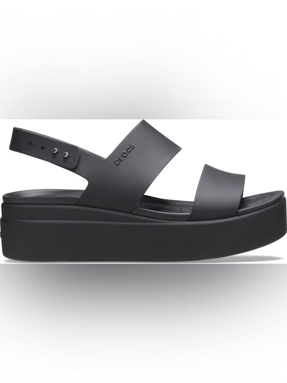 CROCS Women's Brooklyn Matte Black Platform Strap Sandal
